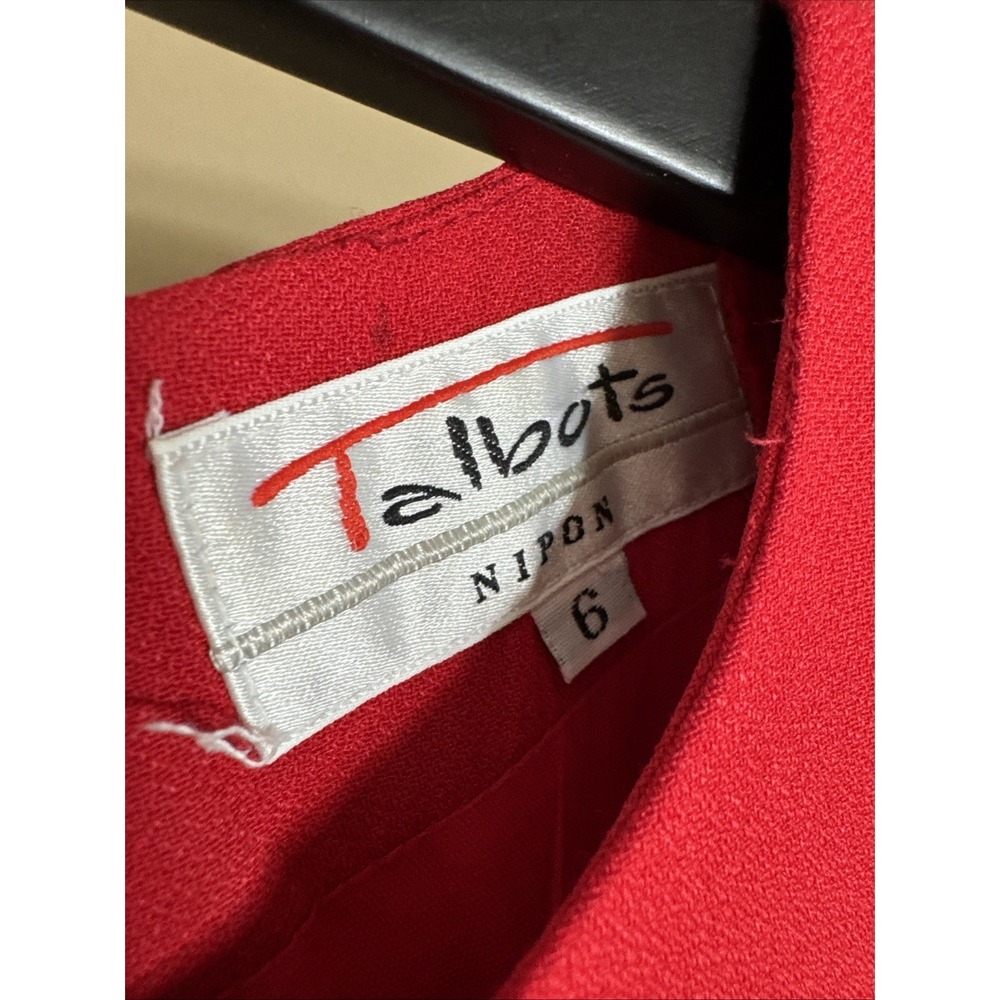 Vintage Talbots Albert Nipon Dress Womens 6 Red Nylon Acetate Made in USA - Picture 3 of 15